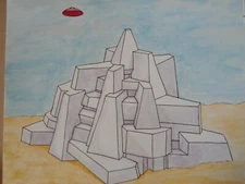  Space castle painting Ink watercolor artist Jerome Cadd Constructivism Sci-fi