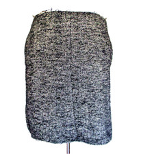 Marni Skirt Size 40 Women Black Gray Wool Blend Herringbone Tweed Raw Edges