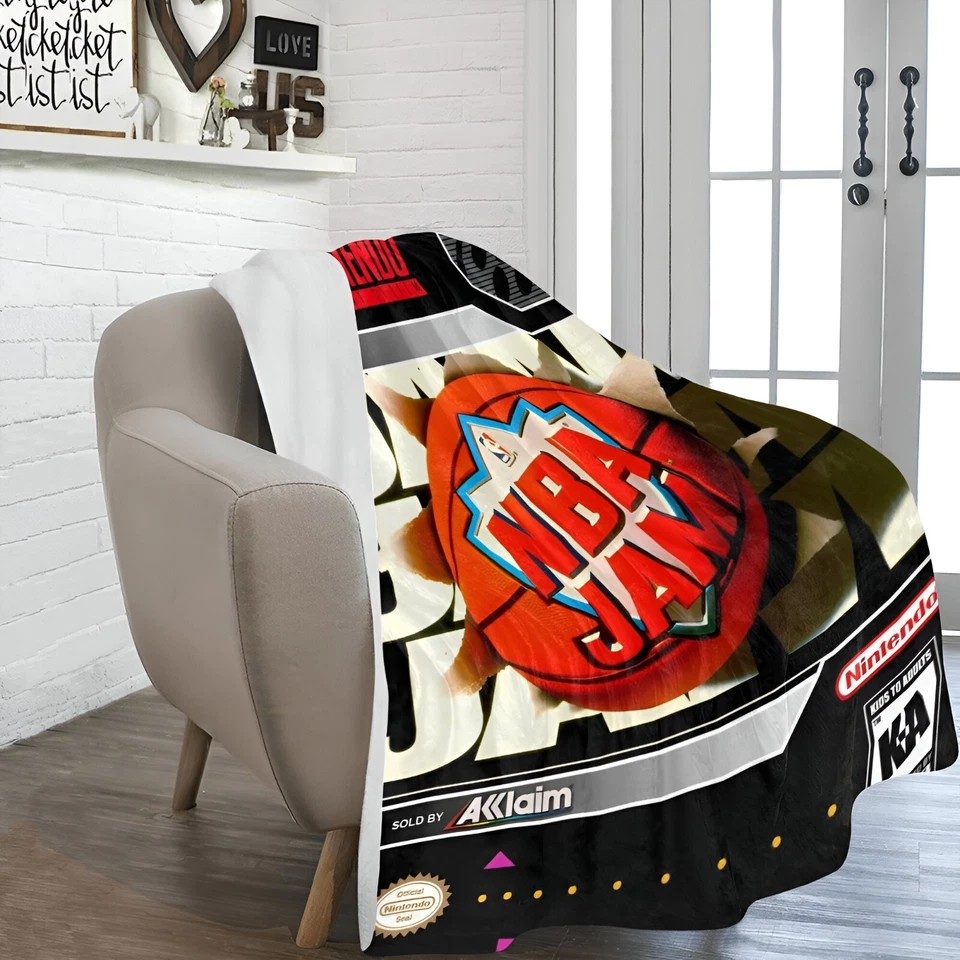 NBA Jam NINTENDO SNES Retro Video Cover Box Ultra-Soft Micro Fleece Blanket - Image 3 of 4