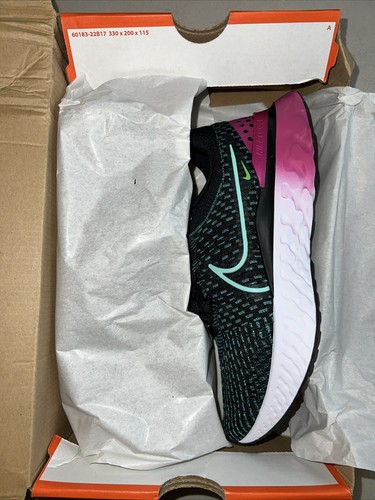 Nike React Infinity Run Flyknit 3 Black/Pink Women's Running DD3024 003 Size 9.5 - Picture 2 of 9
