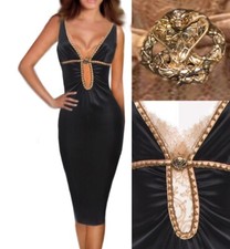 SALE! $5,500 STATEMENT ROBERTO CAVALLI ITALY Silk Satin Black dress size 40-42