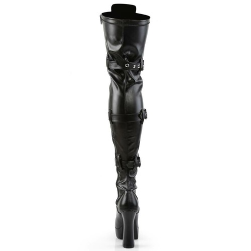 Pleaser Electra-3028 Matte Black Thigh High Heel Boots • Ships in 2-4 Weeks •... - Picture 4 of 4