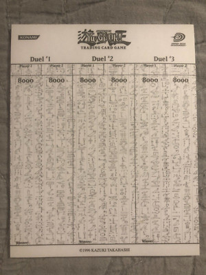 Vintage Yu-Gi-Oh! TCG Score Pad 1996 Konami Game Upper Deck Entertainment