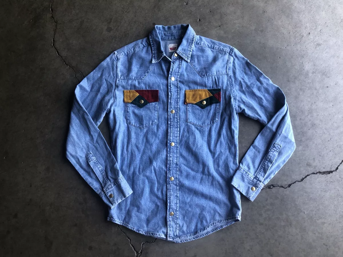 SAMPLE Levi's LVC Orange Tab Denim Shirt w/ Corduroy Flaps sz XS