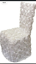 Beautiful Luchuan White Rosette Banquet Chair Cover 18.9"D x 16.5"W x 35.8"H