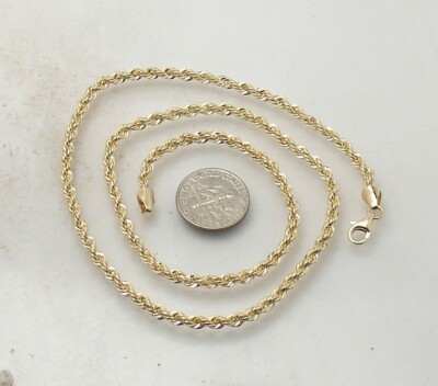 18'' Twisted Rope Chain Necklace with Lobster Clasp Real 14K Yellow Gold QVC