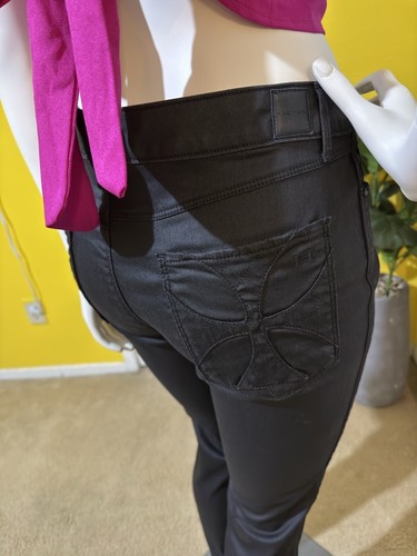 Schwarze Skinny Jeans High Rise schwarz gewachst beschichtet - Bild 10 von 21