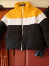 Ladies Cameo Rose Gold White And Black Padded Jacket Size 12