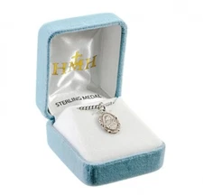 St. Therese of Lisieux Sterling Silver Oval 0.7" Medal, Gift Box, 18" Chn, US