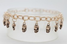 Women Gold Boot Anklet Chain Strap Shoe Biker Rider Skeleton Skull Gothic Charms