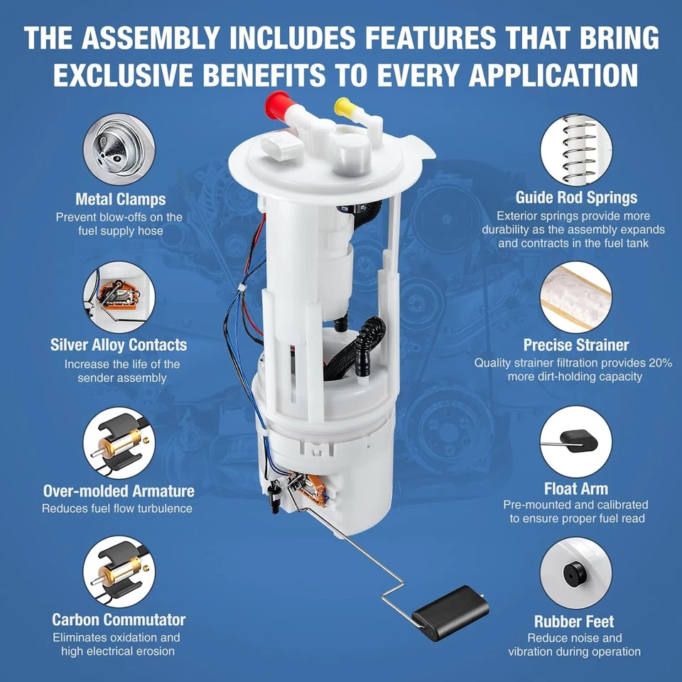 For Nissan Frontier 2.5L 4.0L 2005 2006 2007 2008 2009-2015 E8743M Fuel Pump - Image 4 of 4