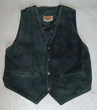 Paragraff Vest Black Suede Leather Vest Seal of Oklahoma Closure Snaps Size XL