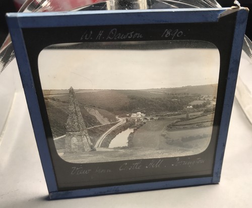 Antique Scenic Glass Magic Lantern Slide VIEW FROM CASTLE HILL DORRINGTON A6 - Picture 3 of 6