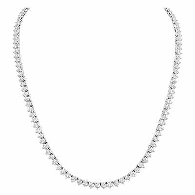 3 Prong 3mm 1 Row Real 925 Sterling Silver Tennis Chain Necklace ANTI TARNISH