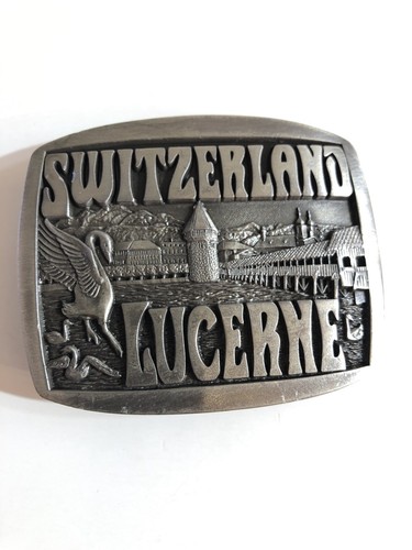 Schweiz Gürtelschnalle silberfarben Luzern Vintage Metall - Bild 2 von 7