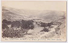 PALESTINE APPROACHING BETHANY FROM JERICO ON FOOT PATH REAL PHOTO CIRCA 1912
