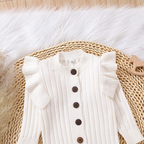 Neugeborenes Baby Mädchen Kleidung gerüschter Strampler Overall Strick Body Outfits Set - Bild 9 von 16