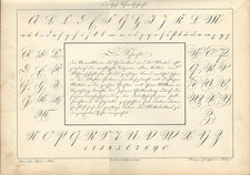 Stampa antica ALFABETO e SCRITTURA in corsivo 1898 Old Print Alphabet Writing