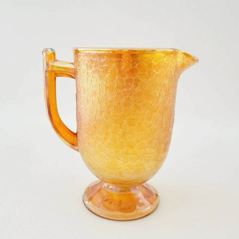 Juego de jarra y vasos de vidrio Jeannette Caléndula Carnaval: vidrio craquelado c. 1930s Foto 3 de 4