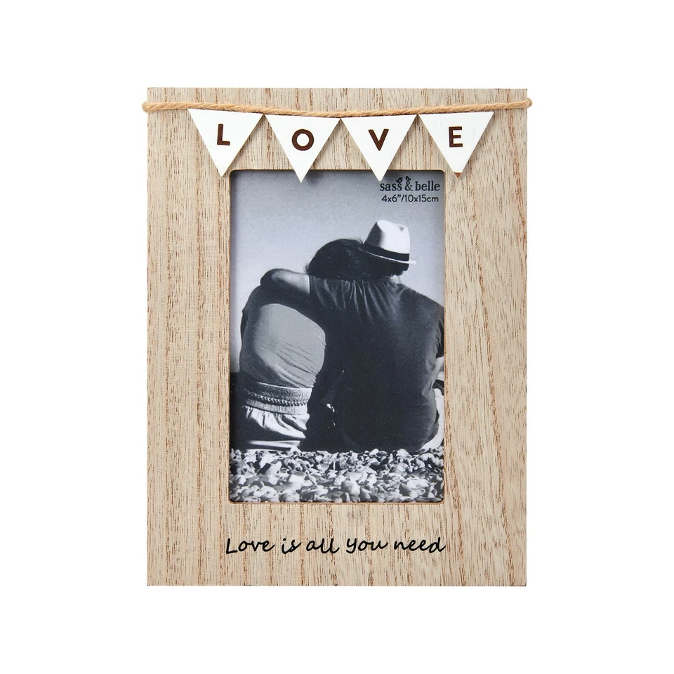 Vintage Bunting Love Frame Standing Wooden Picture Photo Frame Shabby Chic - Image 2 of 2