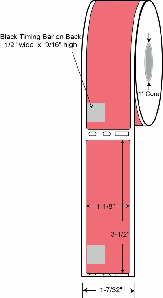 1 1/8"x 3 1/2" Fluorescent Red Direct Thermal Labels Compulabel 530076 New - Image 2 of 3