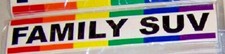 Gay Pride Bumper Sticker:  FAMILY SUV   1-1/2" x 8