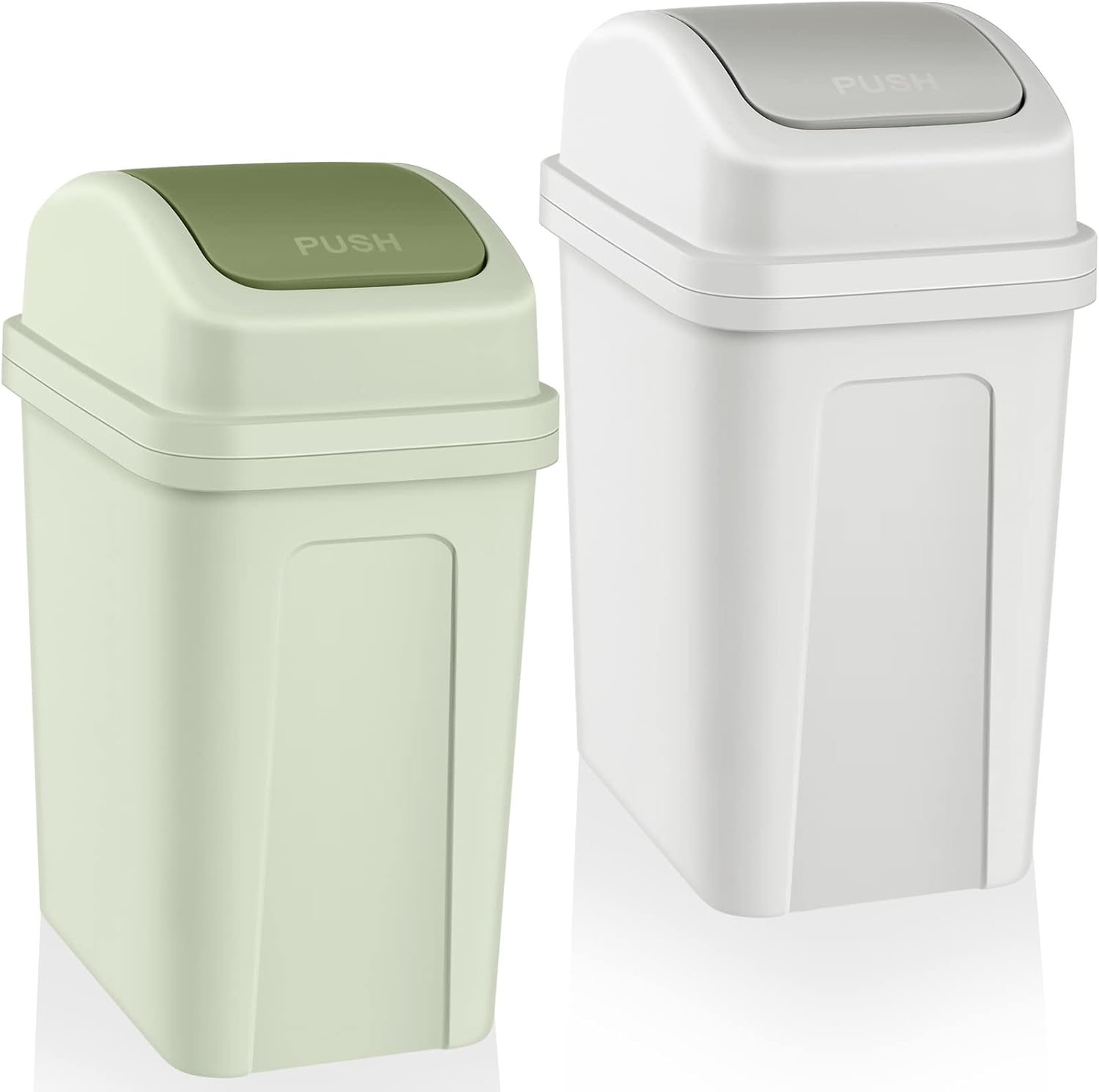 2 Pcs Bathroom Trash Can with Swing Lid Small Garbage Can Plastic Bathroom Trash
