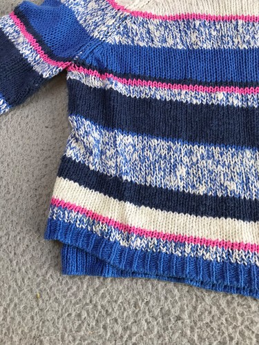 Abercrombie Sweater Girl Large Blue Striped Knit Pullover Round Neck Long Sleeve - Picture 7 of 18