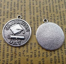 4 pieces - New GRADUATION DAY Charm Tibetan Silver Alloy 26 X 23mm FREE SHIPPING