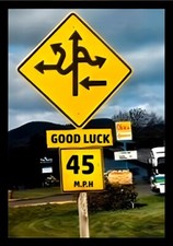 Good Luck Crazy Road Sign North South East West MPH Refrigerator Fridge MAGNET