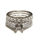 14k white gold 1.50ct semi mount diamond engagement ring 2 wedding bands 10.9g 6 — photo 2