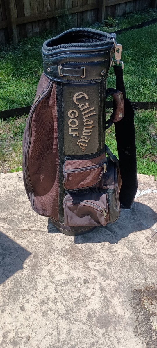 Callaway ゴルフバッグ ブラウン ベロア Callaway Golf Bag Black Leather Brown Vinyl Shoulder Strap No Rain
