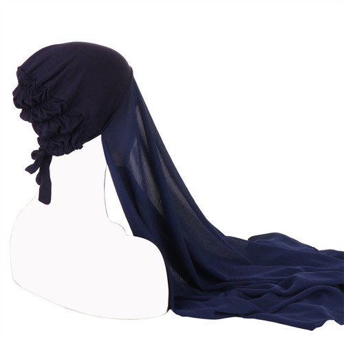 Instant Women Cap Long Scarf Shawl Hijab Hat Headwrap Turban Islamic Headscarf - Picture 7 of 44