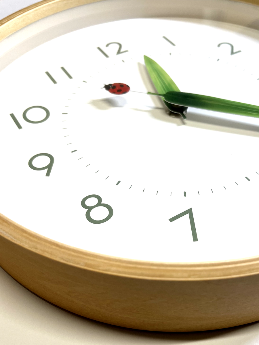 Lemnos Wall Clock Analog Natural Wooden Ladybug Sur18-16 Perch