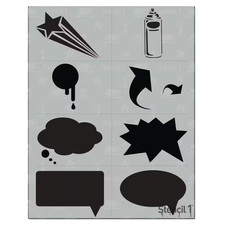 Graffiti Language Stencil 8-Pack 