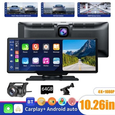 10.26'' Portable Wireless Apple Carplay Android Auto Car Stereo Radio BT W/ 64GB