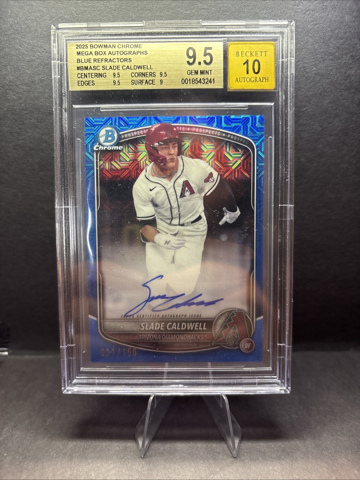 2025 Bowman Chrome Blue Mojo Auto /150 Slade Caldwell #BMA-SC Diamondbacks