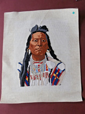 Native American Indian  completed cross stitch picture 19 x 24cm