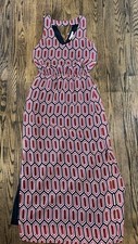 Banana Republic Pink, Red and Black Geometric Sleeveless Dress Size 4