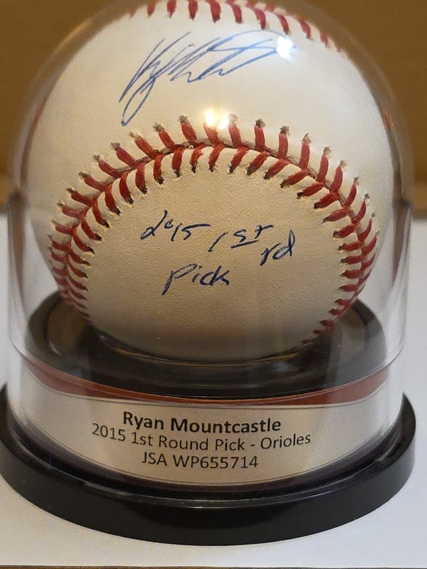 Ryan Mountcastle Auto OML Ball Inscribed "2015 1st Rd Pick" Orioles JSA COA Rare