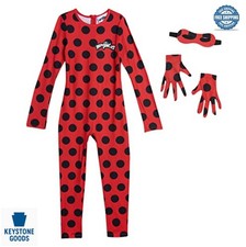 Girls Ladybug Cosplay Costume 3 Piece Jumpsuit Set Long Sleeve Zipper Mask