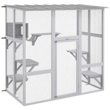 Catio Outdoor Cat Enclosure Window Box W/ Bridge Platforms, White