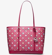 Michael Kors Jet Set Large Raspberry Pink Tote Bag Logo Purse 35F5STVT3U NWT