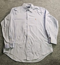 Ralph Lauren Shirt Mens 16-33 Yarmouth Button Down Long Sleeve 100 Cotton Blue