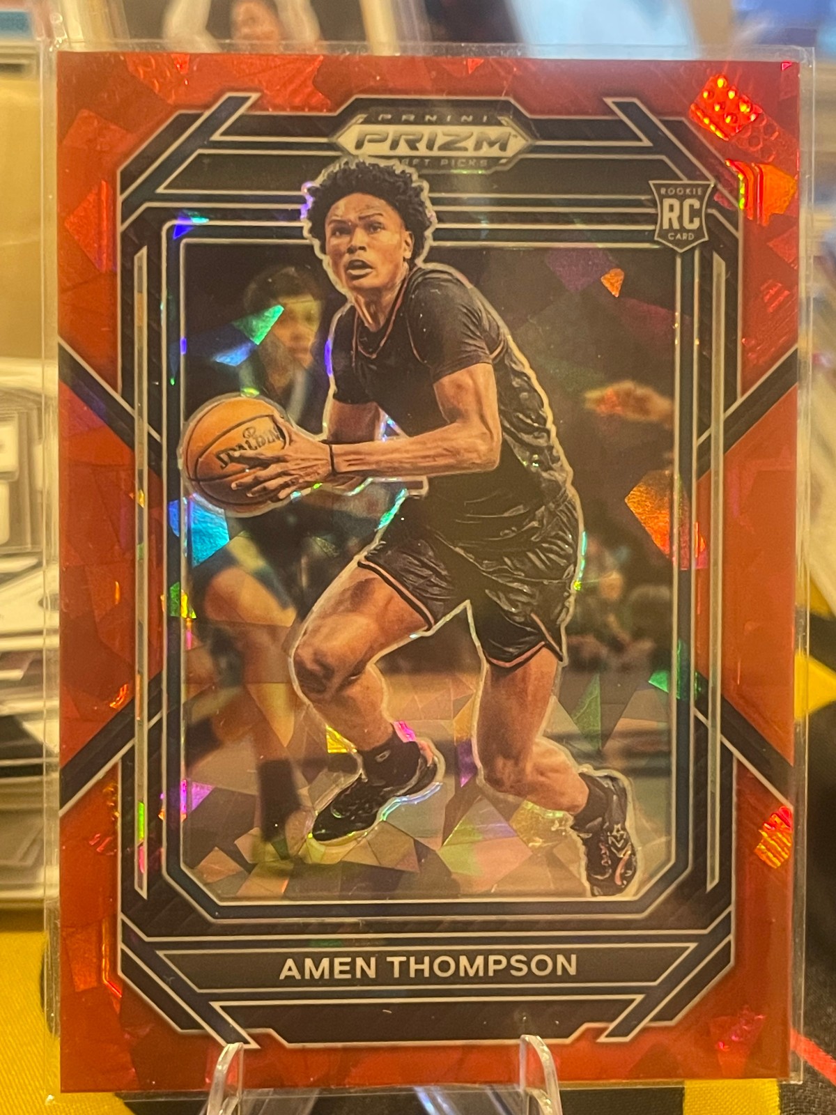 2023 Panini Prizm Draft Picks Basketball Amen Thompson-#4 RC Red Ice Prizm