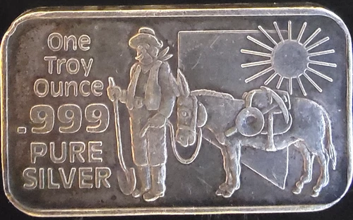 Nevada State Coin Mart Store Prospector TONED Bullion-0.999 Silver 1 Oz Art Bar