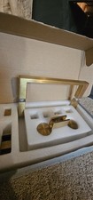 Glass Warehouse Satin Brass Hardware Kit GW-SQ-SLD-HWP-SB Shower Door Handle
