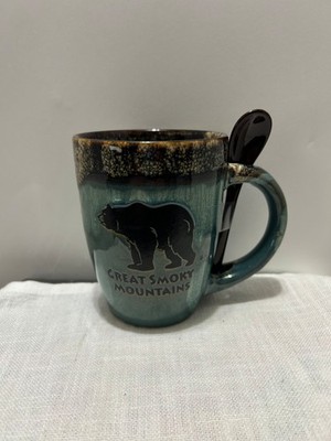 Great Smoky Mountains New Green & Brown Coffee/Hot Tea Mug w Spoon