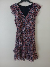 Tommy Hilfiger Women's Size 10 Blue/Pink Floral V-Neck Sleeveless Dress