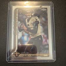 Topps 2024 Chrome Rookie Tyler Shough #398 New Orleans Saints Football Card. rookie card picture